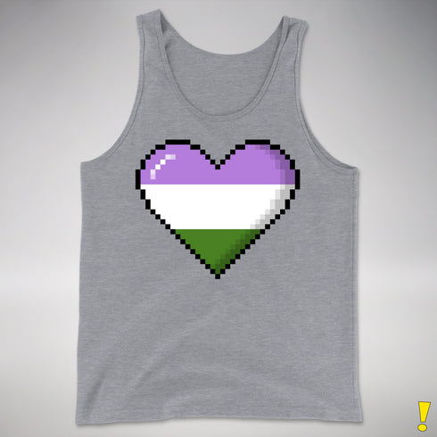 Genderqueer Pride Pixel Heart Premium Tank Top - Grey Heather
