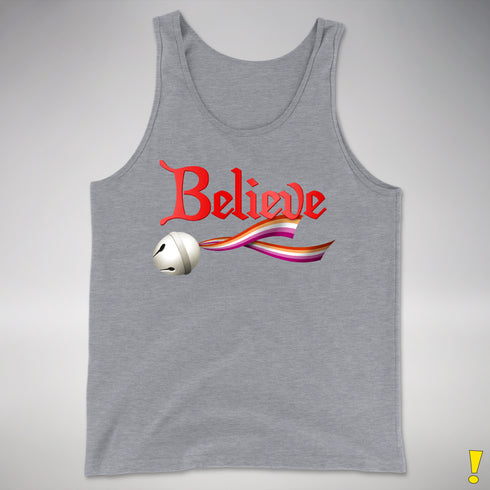 Believe Lesbian Pride Jingle Bell Premium Tank Top - Grey Heather