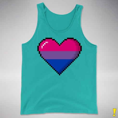 Bisexual Pride 8-Bit Pixel Heart Premium Tank Top - Teal