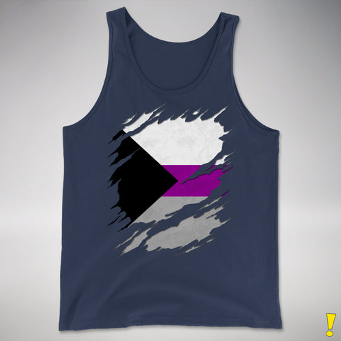 Demisexual Pride Flag Ripped Reveal Premium Tank Top - Navy