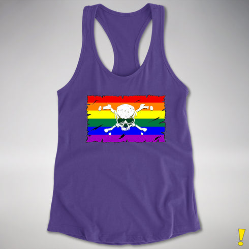 LGBTQ Rainbow Pride Pirate Flag Racerback Tank - Purple