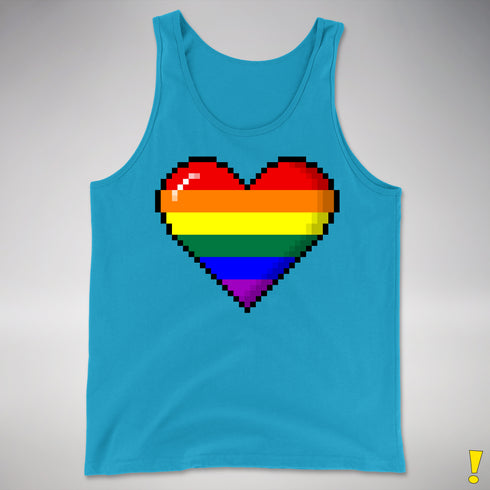 LGBTQ Pride8-Bit Pixel Heart Premium Tank Top - Neon Blue