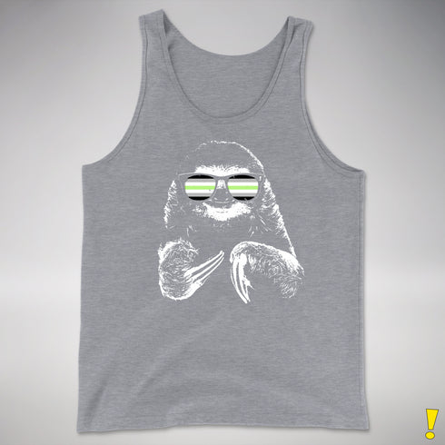 Pride Sloth Agender Flag Sunglasses Premium Tank Top - Grey Heather
