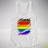 Philly LGBTQ Gay Pride Flag Ripped Reveal Racerback Tank - White