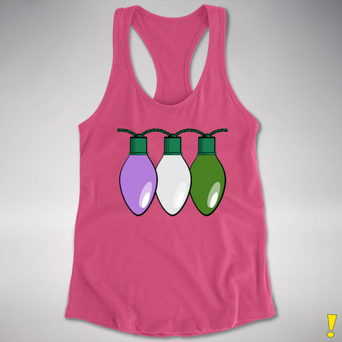 Genderqueer Pride Christmas Lights Racerback Tank - Hot Pink