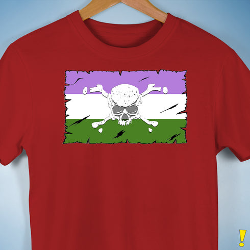 Genderqueer Pride Pirate Flag Premium Unisex T-Shirt - Red