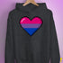 Bisexual Pride 8-Bit Pixel Heart Hoodie - Dark Grey Heather