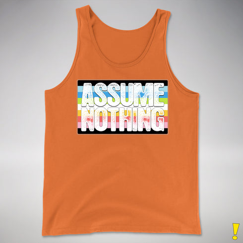 Assume Nothing Queer Pride Flag Premium Tank Top - Orange