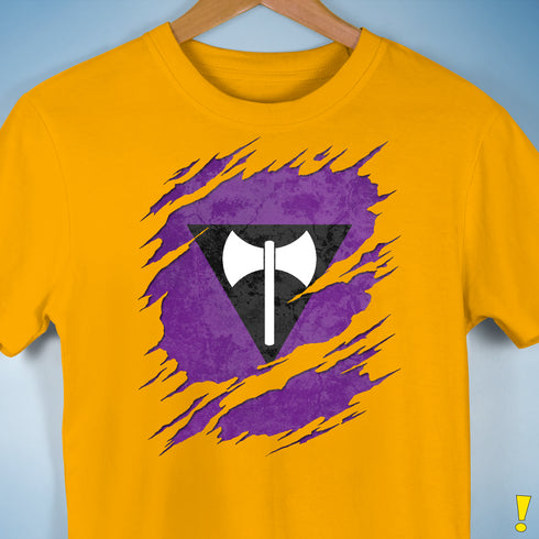 Lesbian Labrys Pride Flag Ripped Reveal Premium Unisex T-Shirt - Gold