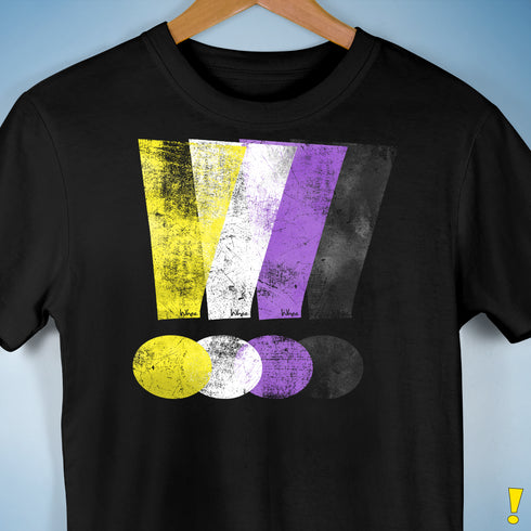 Nonbinary Pride Grunge Exclamation Points Premium Unisex T-Shirt - Black