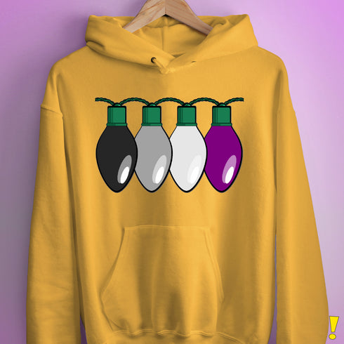 Asexual Pride Christmas Lights Hoodie - Mustard