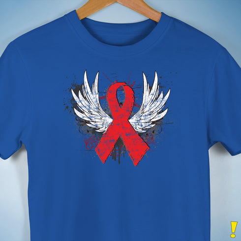 Winged Red Ribbon - World AIDS Day Premium Unisex T-Shirt - Royal Blue