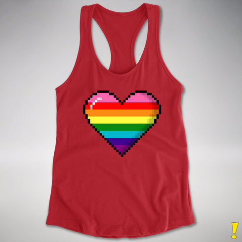 Gilbert Baker Original LGBTQ Gay Rainbow Pride 8-Bit Pixel Heart - Red