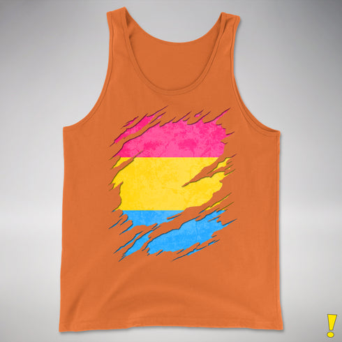 Pansexual Pride Flag Ripped Reveal Premium Tank Top - Orange