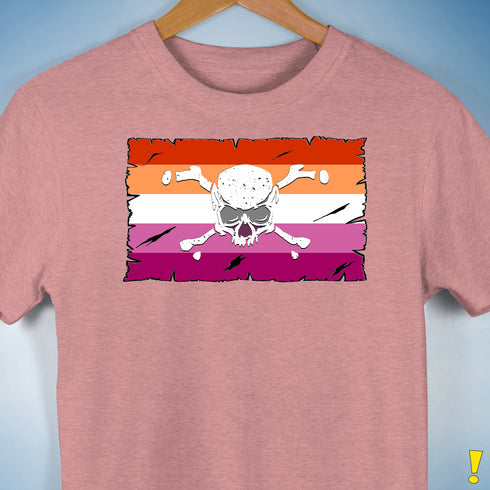 Lesbian Pride Pirate Flag Premium Unisex T-Shirt - Mauve Heather