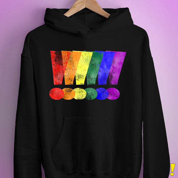 LGBTQ Pride Exclamation Points Hoodie - Black