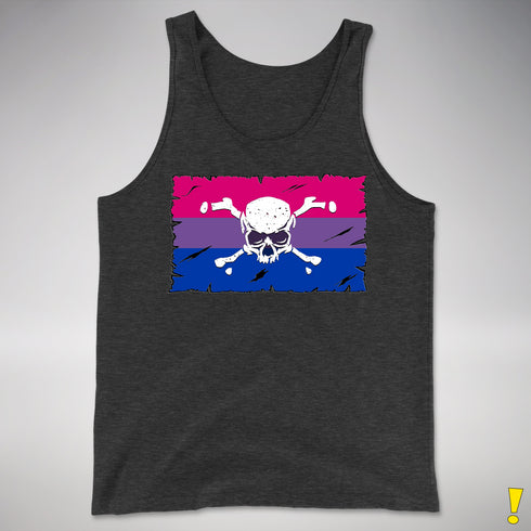 Bisexual Pride Pirate Flag Premium Tank Top - Charcoal Triblend