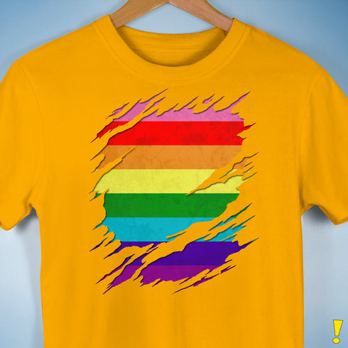 Original Gilbert Baker LGBTQ Gay Pride Flag Ripped Reveal Premium - Gold