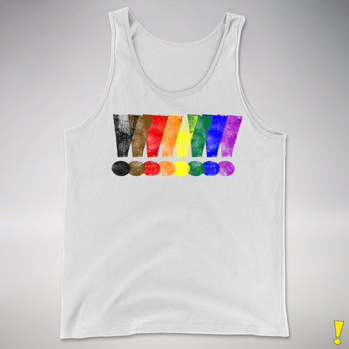 Distressed Philly LGBTQ Pride Whee! Exclamation Points Premium Tank - White