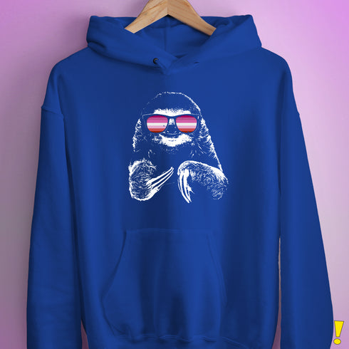 Pride Sloth Pink Lesbian Flag Sunglasses Hoodie - Royal Blue