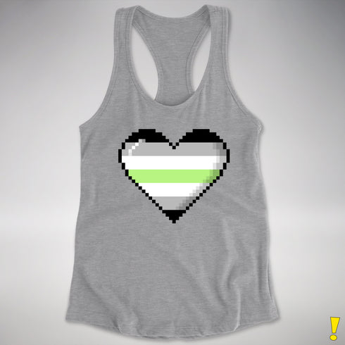 Agender Pride 8-Bit Pixel Heart Racerback Tank - Heather Grey