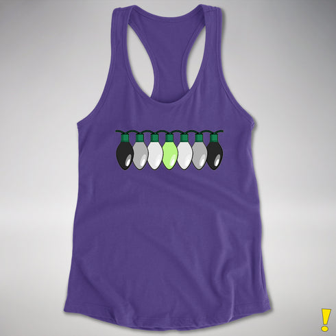 Agender Pride Christmas Lights Racerback Tank - Purple