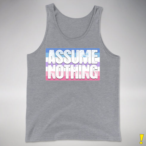 Assume Nothing Bigender Pride Flag Premium Tank Top - Grey Heather