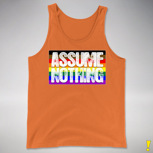 Assume Nothing Philly LGBTQ Gay Pride Flag Premium Tank Top - Orange