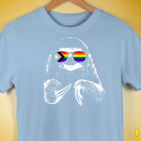 Pride Sloth LGBTQ Progress Pride Flag Sunglasses Premium Unisex - Baby Blue