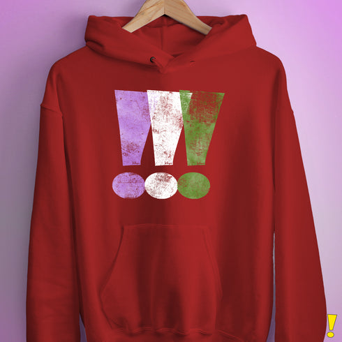 Genderqueer Pride Exclamation Points Hoodie - Red