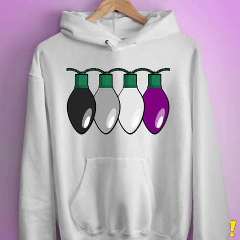 Asexual Pride Christmas Lights Hoodie - White
