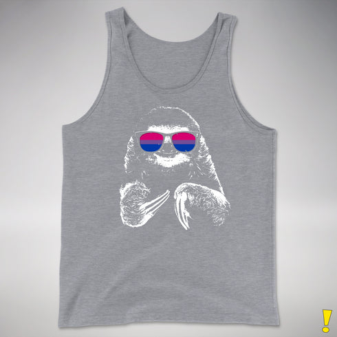 Pride Sloth Bisexual Flag Sunglasses Premium Tank Top - Grey Heather