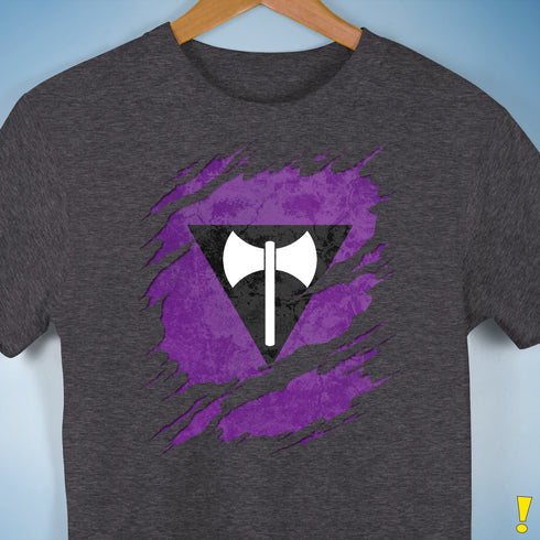 Lesbian Labrys Pride Flag Ripped Reveal Premium Unisex T-Shirt - Dark Grey Heather