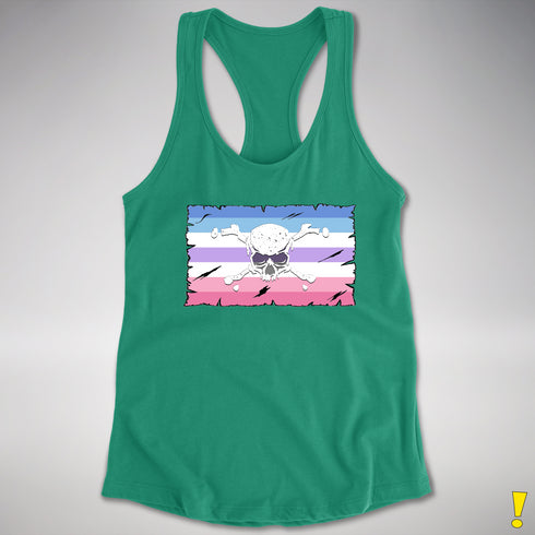 Bigender Pride Pirate Flag Racerback Tank - Kelly Green
