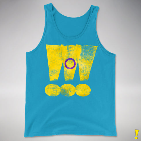 Intersex Pride Grunge Exclamation Points Premium Tank Top - Neon Blue