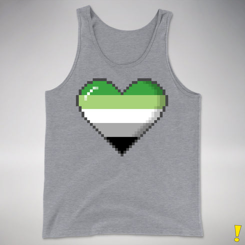 Aromantic Pride Pixel Heart Premium Tank Top - Grey Heather