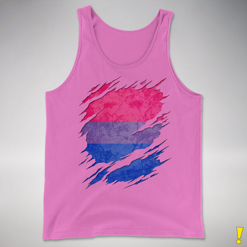 Bisexual Pride Flag Ripped Reveal Premium Tank Top - Neon Pink