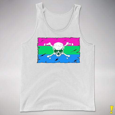 Polysexual Pride Pirate Flag Premium Tank Top - White