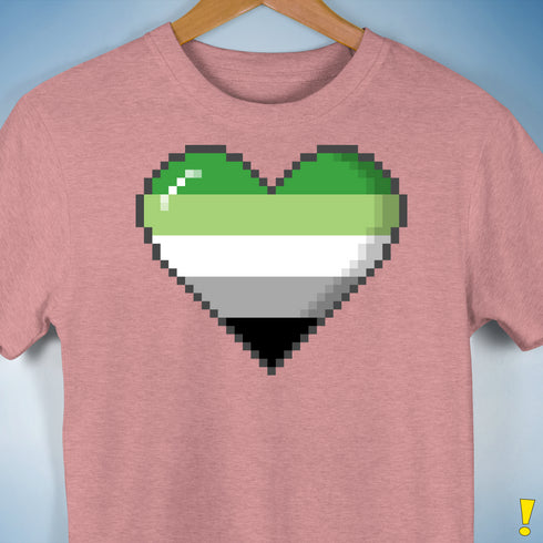 Aromantic Pride 8-Bit Pixel Heart Premium Unisex T-Shirt - Mauve Heather