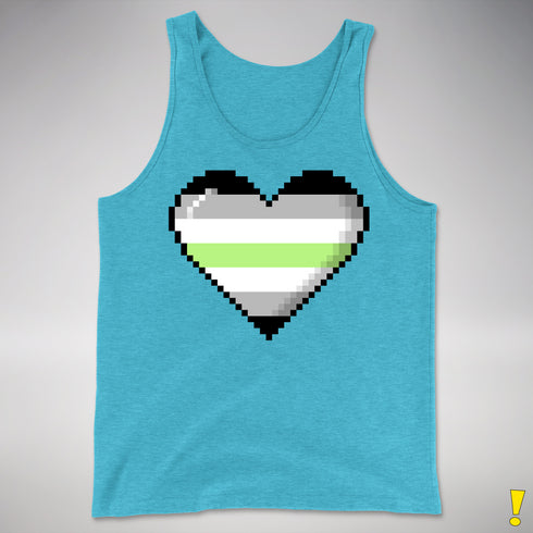 Agender Pride 8-Bit Pixel Heart Premium Tank Top - Aqua Triblend