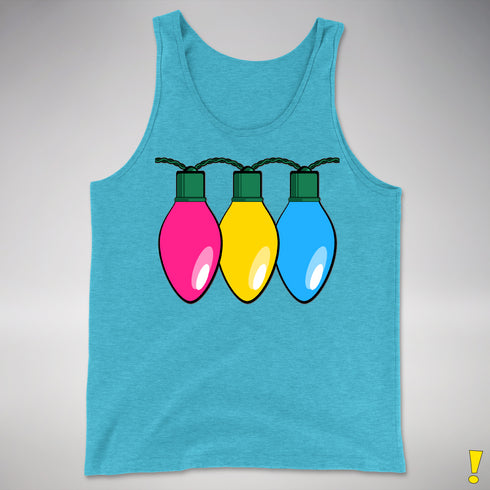 Pansexual Pride Christmas Lights Premium Tank Top - Aqua Triblend