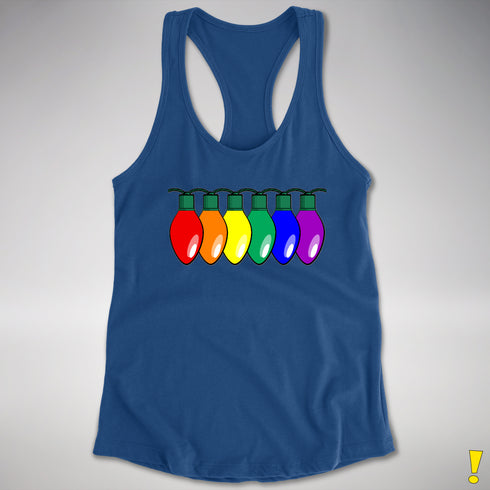 LGBTQ Pride Christmas Lights Racerback Tank - Royal