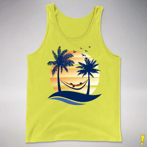 Bear Pride Hammock Summer Beach Sunset Premium Tank Top - Neon Yellow