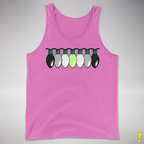 Agender Pride Christmas Lights Premium Tank Top - Neon Pink