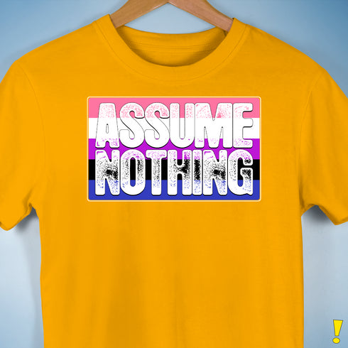 Assume Nothing Genderfluid Pride Flag Premium Unisex T-Shirt - Gold