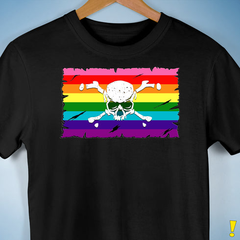 Gilbert Baker LGBTQ Pride Pirate Flag Premium Unisex T-Shirt - Black