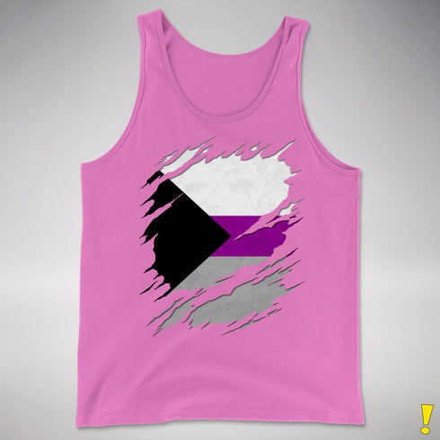 Demisexual Pride Flag Ripped Reveal Premium Tank Top - Neon Pink