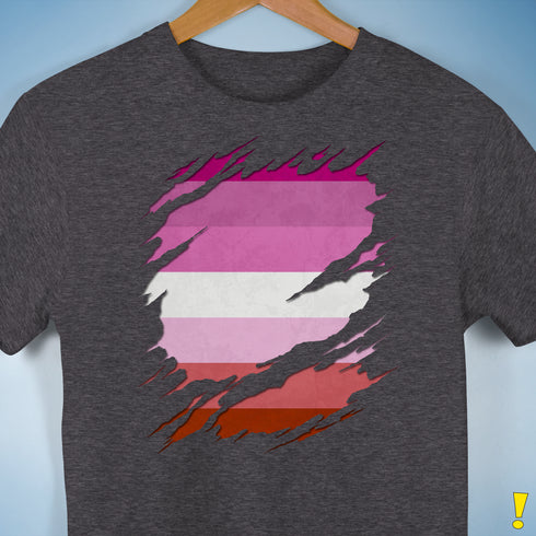Pink Lesbian Ripped Reveal Premium Unisex T-Shirt - Dark Grey Heather
