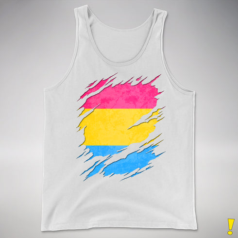 Pansexual Pride Flag Ripped Reveal Premium Tank Top - White