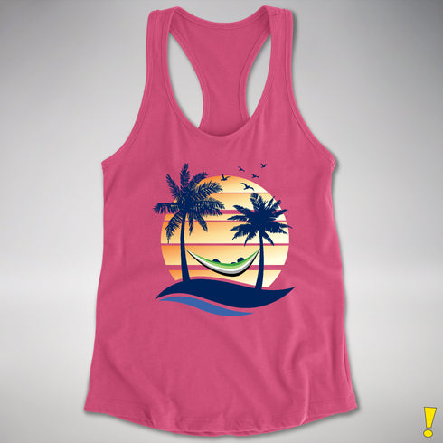 Aromantic Pride Hammock Summer Beach Sunset Racerback Tank - Hot Pink